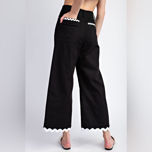 Ric Rac Trim Soft Wash Wide Leg Pants - eesome - Picture 3 of 6